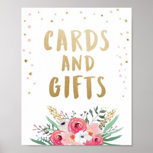 Card and Gifts Brunch Bubbly Bridal Floral Sign