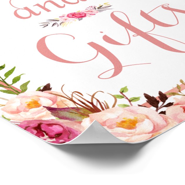 Card And Gifts | Floral Rose Gold Wedding Sign