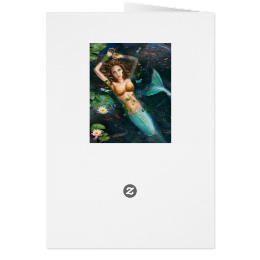 Card Beautiful mermaid in lake with lilies (Back)