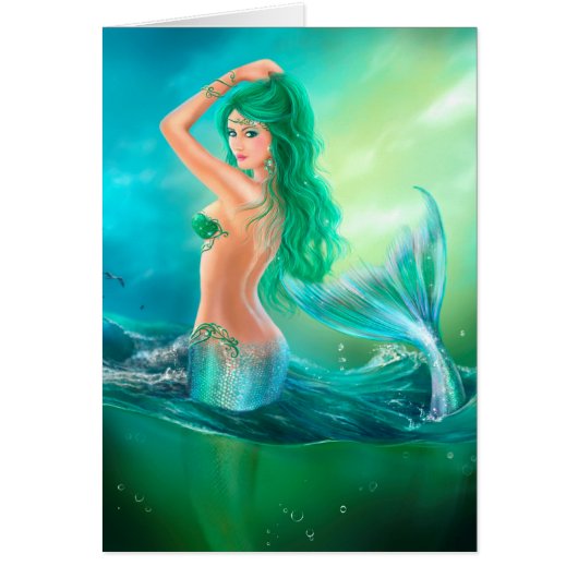 Card Beautiful mermaid in sea (Front)