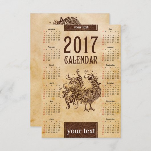 Card Calendar 2017 Chinese (Front/Back)