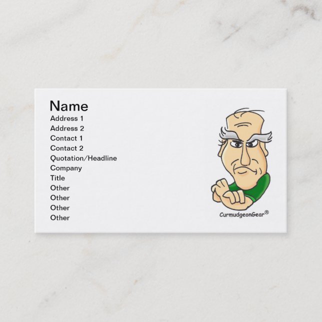 "Card-Carrying Curmudgeon" Business Cards (Front)