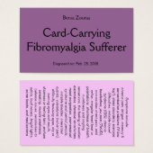 Card-Carrying Fibromyalgia Sufferer Card (Front & Back)