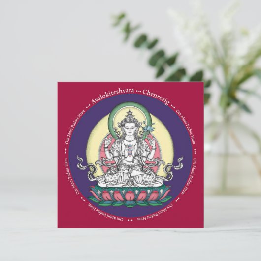 CARD Chenrezig / Avalokiteshvara - with envelope (Standing Front)