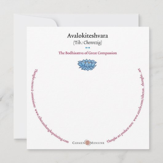 CARD Chenrezig / Avalokiteshvara - with envelope (Back)
