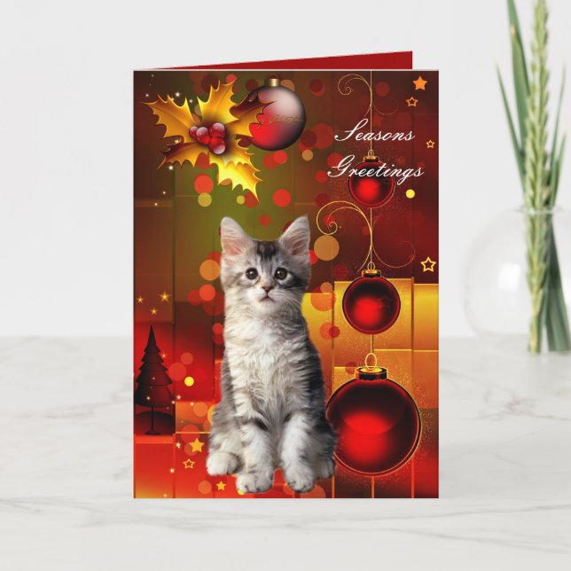 Card Christmas Cat Kitten (Front)