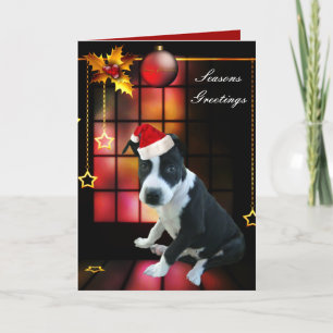Card Christmas Pitbull Puppy Dog