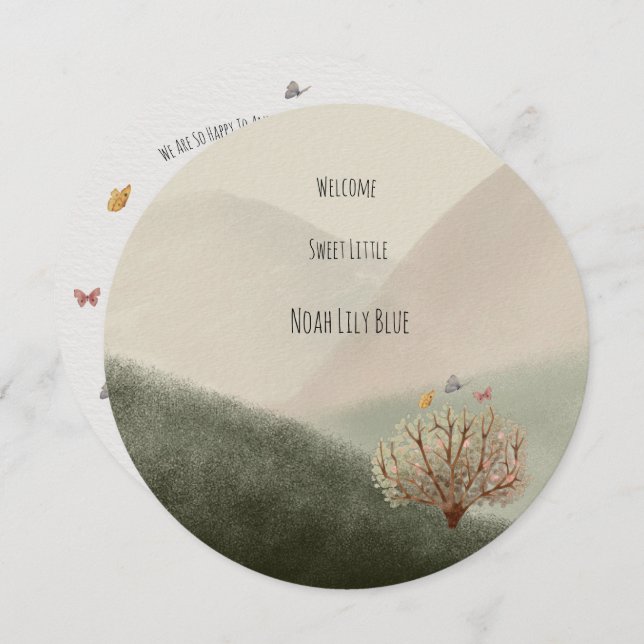 Card (Circle) - Birth Announcement (Front/Back)