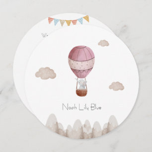 Card (Circle) - Birth Announcement Elephant