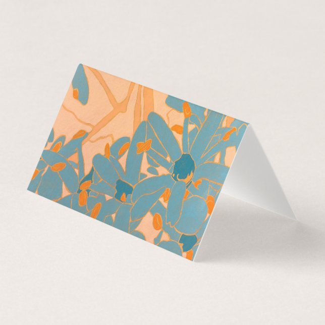 Card Contemporary Leaf Design in Peach (Front)