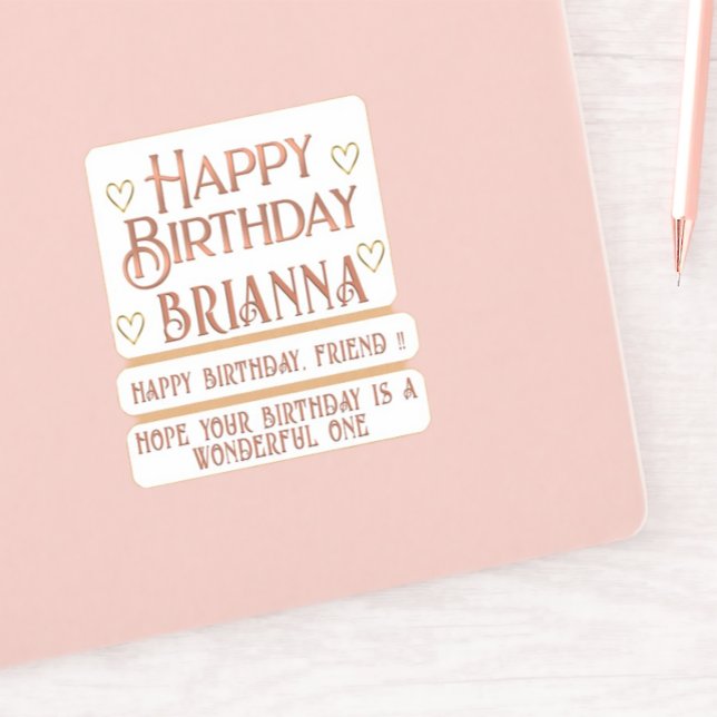 Card Creator Metallic Gold Birthday Message Hearts Sticker (Creator Uploaded)