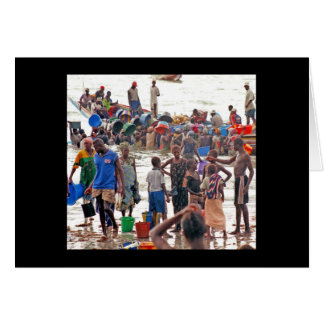 Card, "Crowd Buying Fish from Fishermen"