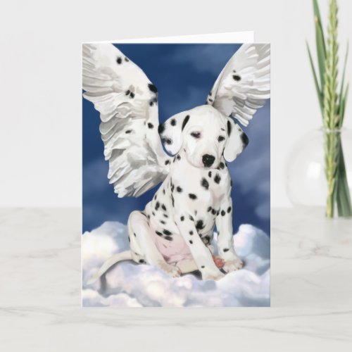 Card Dalmatian angel puppy painting
