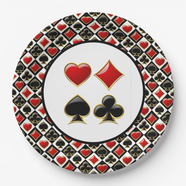 Card Deck Suits Paper Plates (Front)