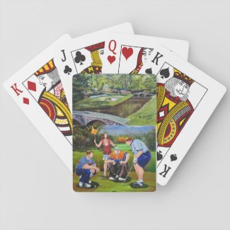 Card deck with hand painted golf scenes