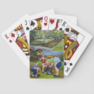 Card deck with hand painted golf scenes