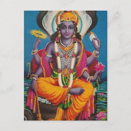 Card depicting Vishnu god of peace and harmony