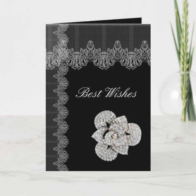 Card Diamonds Jewels Lace Best Wishes Birthday (Front)