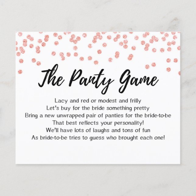 CARD Drop your panties game, Bridal Shower (Front)