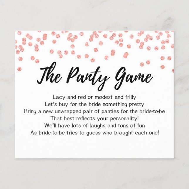 CARD Drop your panties game, Bridal Shower (Front)