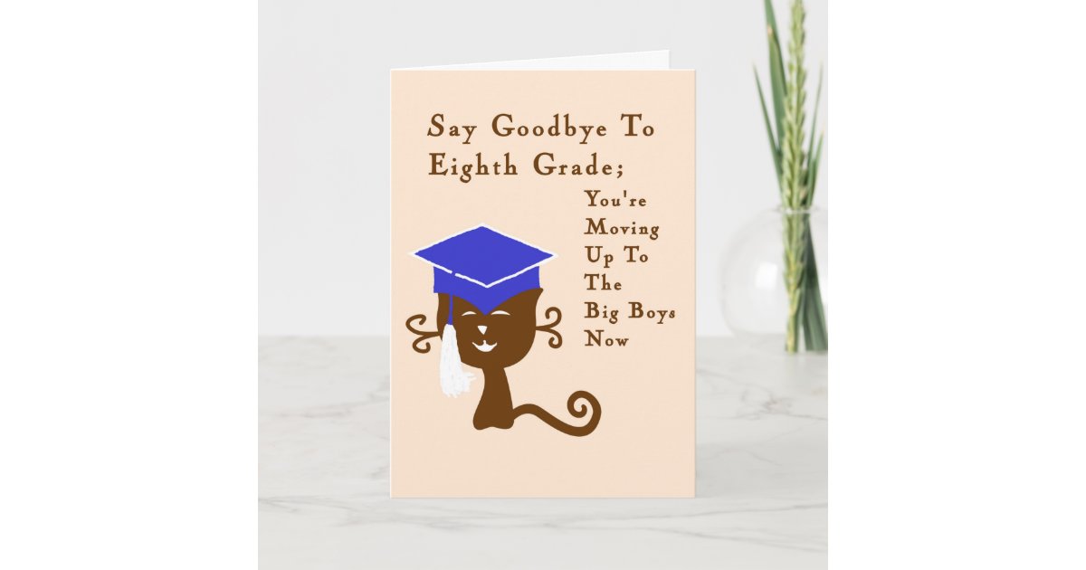 Card, Eighth Grade Graduation with Cool Cat Card | Zazzle.com