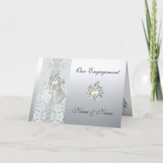 Card Engagement Wedding Save the Date Silver Lace