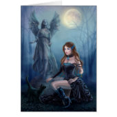 Card Fantasy beautiful woman with black cat (Front)