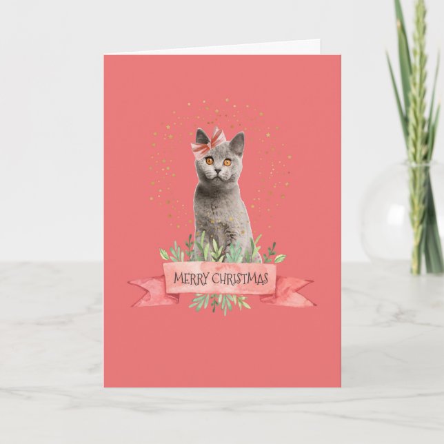 Card for Gift of Christmas Kitten for Child (Front)