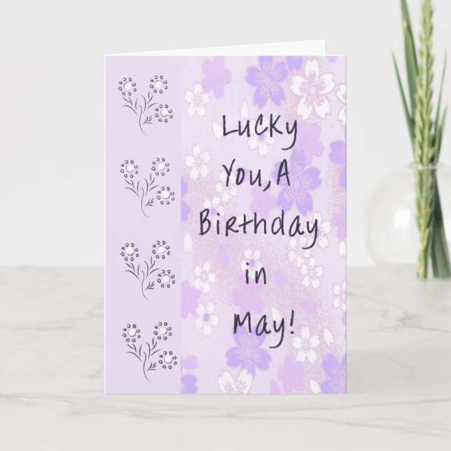 Card for May Birthday in Lavender (Front)
