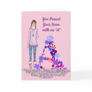 Card for Passed Exam with an "A"