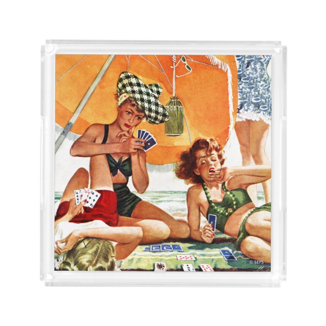 Card Game at the Beach by Alex Ross Acrylic Tray (Front)