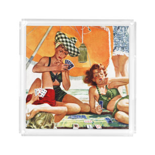 Card Game at the Beach by Alex Ross Acrylic Tray