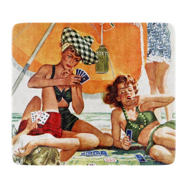 Card Game at the Beach by Alex Ross Cutting Board (Front)