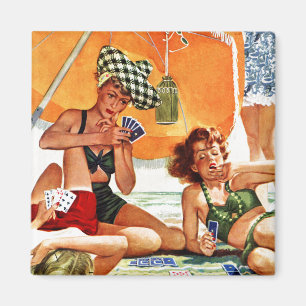 Card Game at the Beach by Alex Ross Magnet