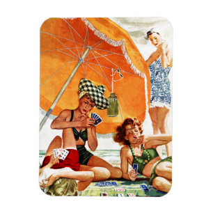 Card Game at the Beach by Alex Ross Magnet