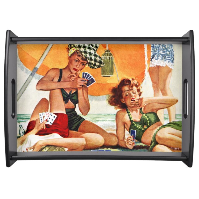 Card Game at the Beach by Alex Ross Serving Tray (Front)