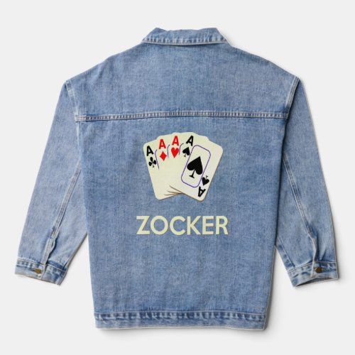 Card Game Measuring Card 4 Aces Gamer Poker Carniv Denim Jacket