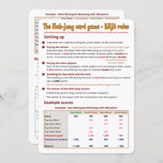 Card Game rules  – Settling up