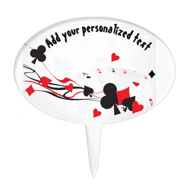 Card Games Hearts Ace Clubs Spades Diamonds Cake Topper (Front)