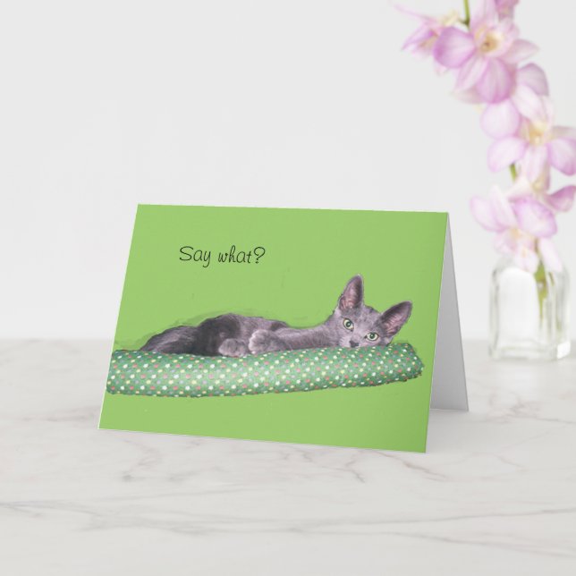 Card - Greeting - Gray kitten (Orchid)