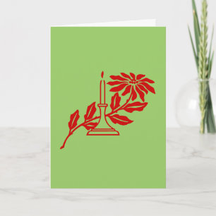 Card - Greeting - Red Candle and Poinsettia