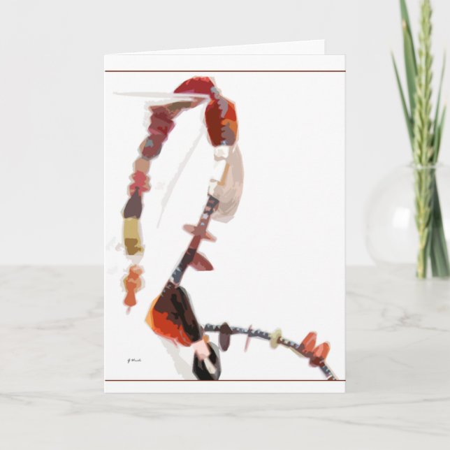 Card, Greeting - Red Coral and Black Glass Card (Front)