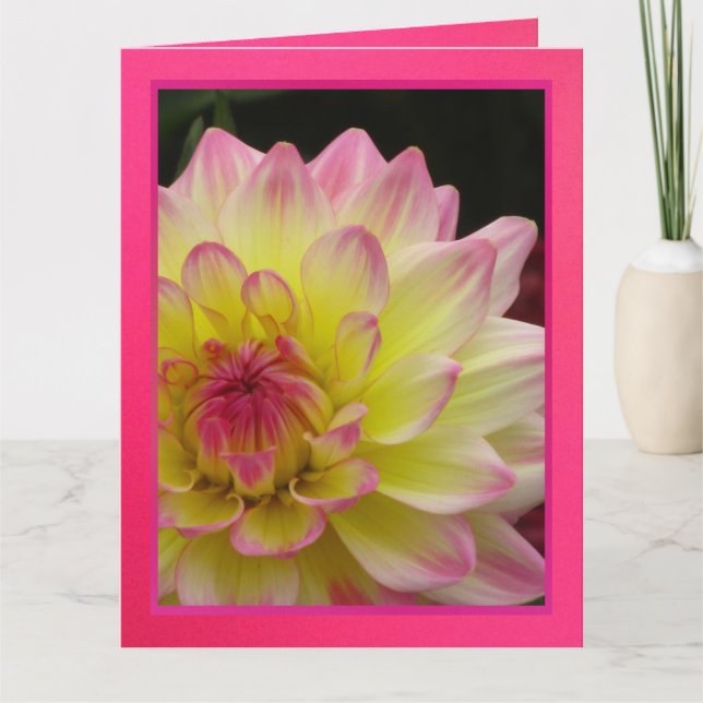 Card - Happy Birthday - Dalia Rosa-Yellow (Front)