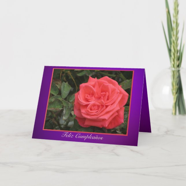 Card - Happy Birthday - Pink Rose (Front)