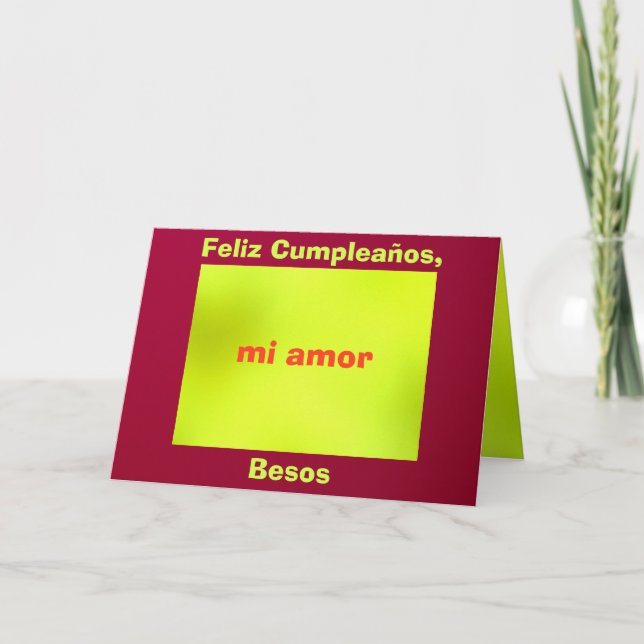 Card - Happy Cumpleaños, mi amor - Roja y amarilla (Front)