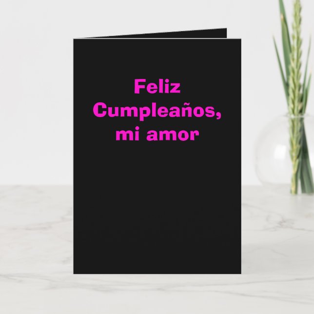 Card - Happy Cumpleaños, mi amor - Rosa y Negro (Front)