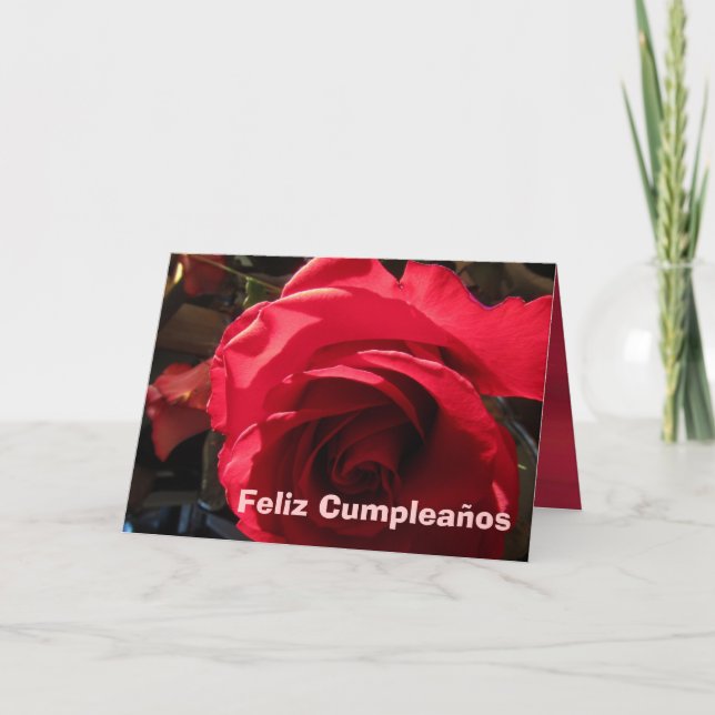 Card - Happy Cumpleaños - Rosa Roja (Front)
