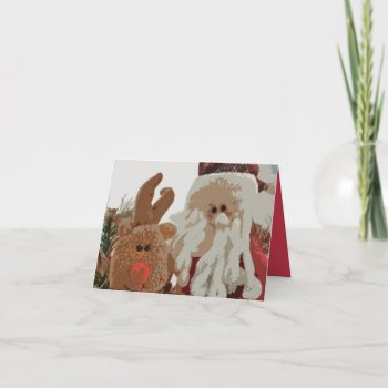 Card (hb) - Rudolph & Santa (abstract) by PawsitiveDesigns at Zazzle