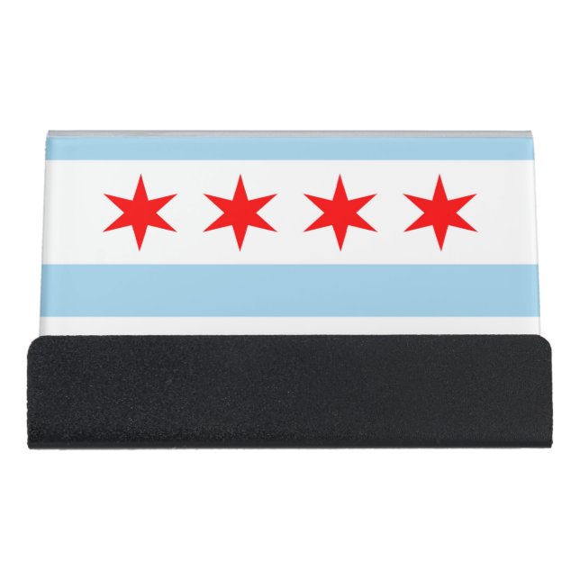 Card Holder with flag of Chicago City, USA (Front)