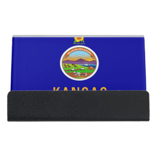 Card Holder with flag of Kansas State, USA